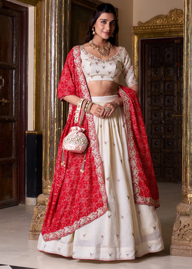 Offwhite Embroidered Lehenga Choli