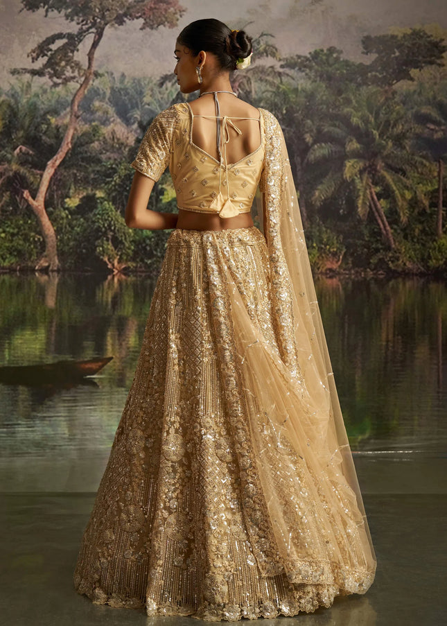 Cream Embroidered Lehenga Choli