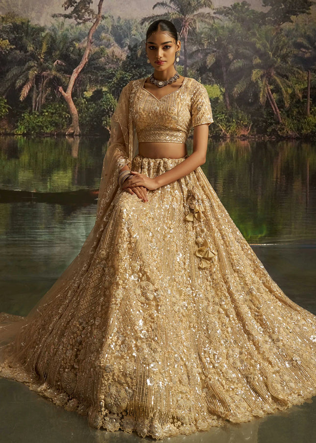 Cream Embroidered Lehenga Choli