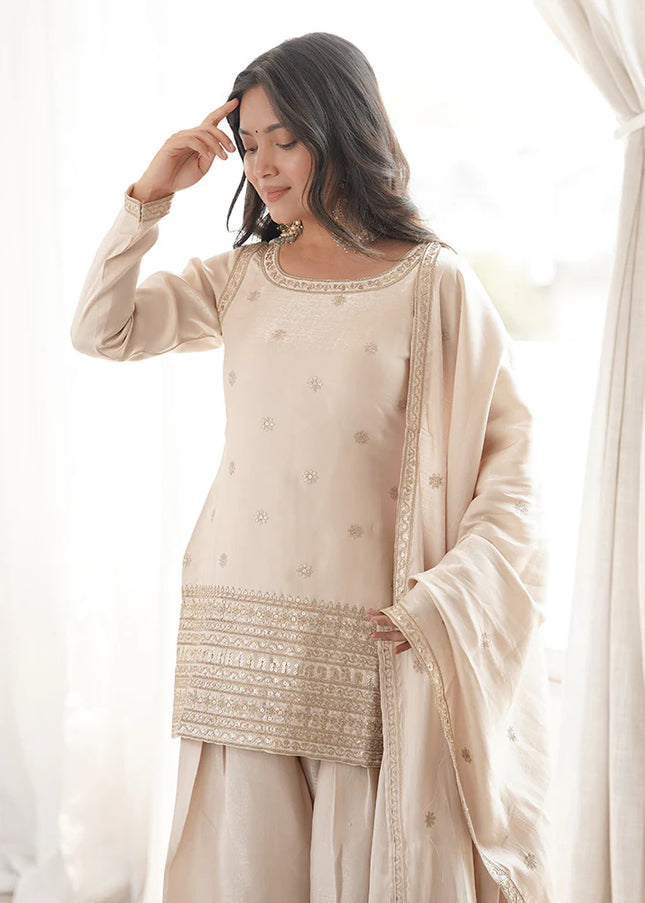Offwhite Embroidered Salwar Suit