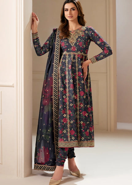 Jazmin | Premium Embroidered Raw Silk UR-7048