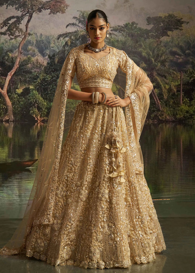 Cream Embroidered Lehenga Choli