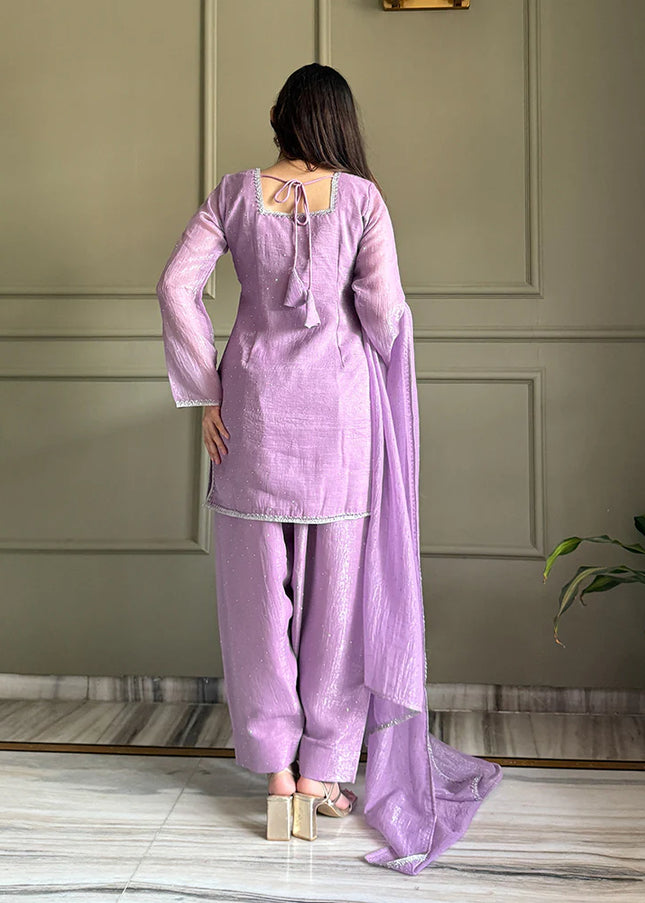 Lavender Embroidered Pant Style Suit