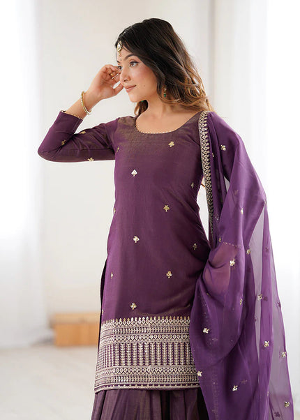 Dusty Mauve Embroidered Lehenga choli
