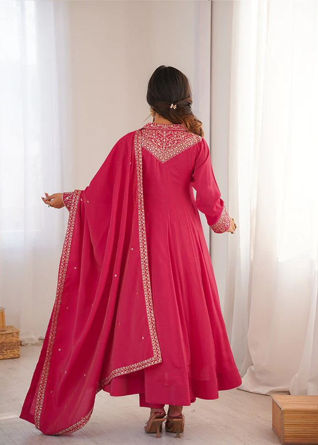 Pink Embroidered Anarkali
