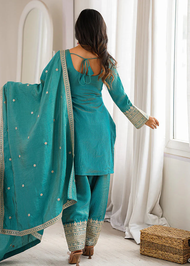 Blue Embroidered Salwar Suit