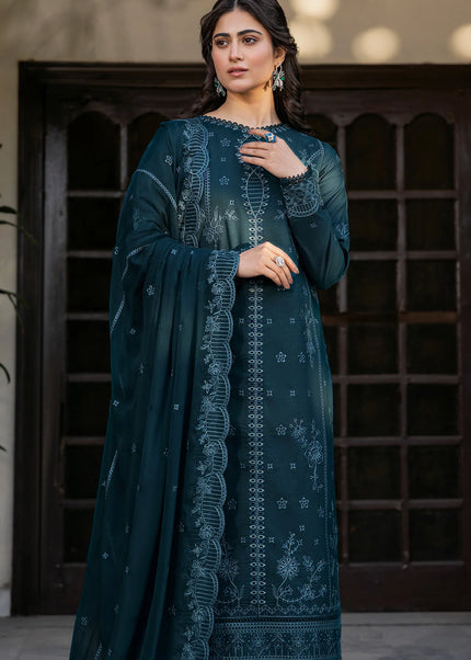 Farasha | Summer Weaves Embroidered Lawn'25 - Teal Serenity