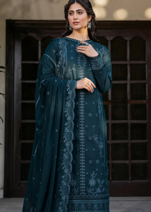 Farasha | Summer Weaves Embroidered Lawn'25 - Teal Serenity