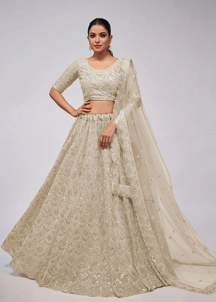 Offwhite Embroidered Wedding Lehenga Choli