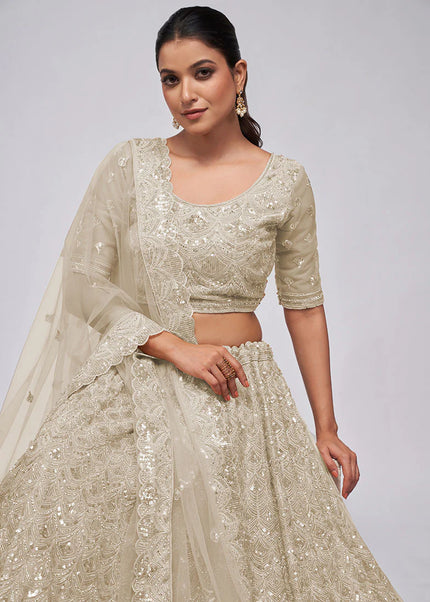 Offwhite Embroidered Wedding Lehenga Choli