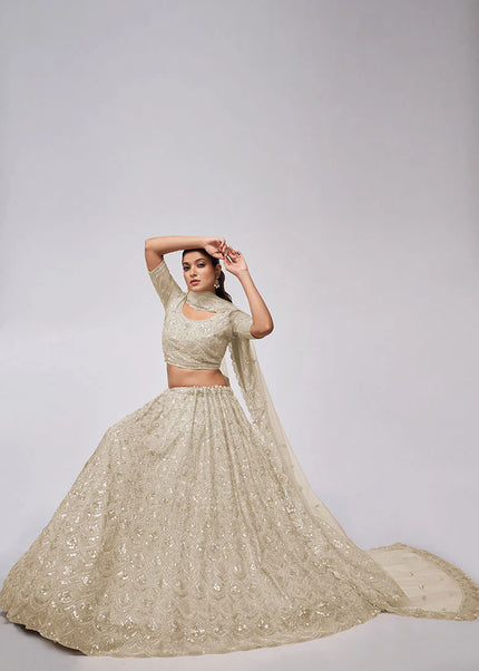 Offwhite Embroidered Wedding Lehenga Choli
