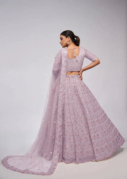 Purple Embroidered Wedding Lehenga Choli