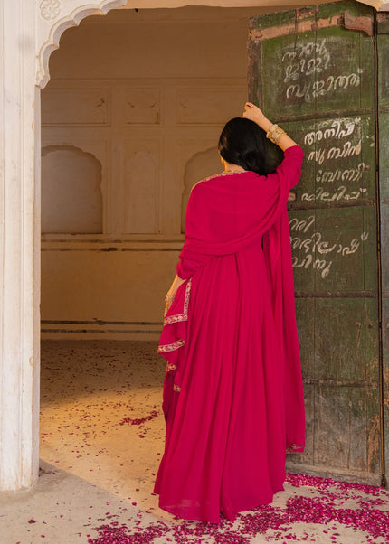 Pink Embroidered Anarkali Gown