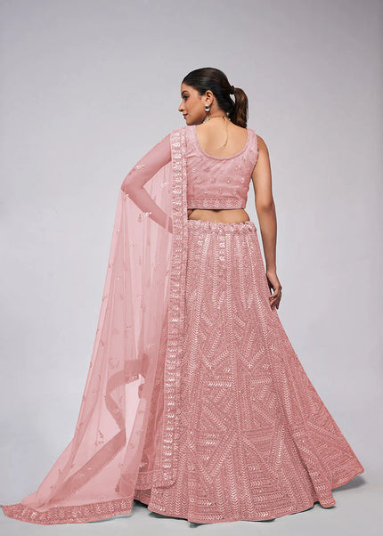 Pink Embroidered Wedding Lehenga Choli