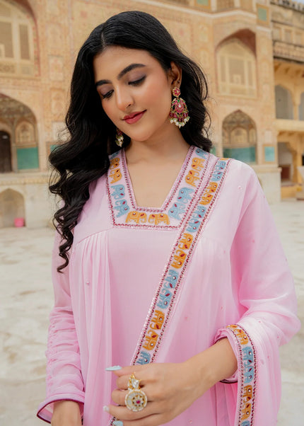Pink Embroidered Anarkali Gown