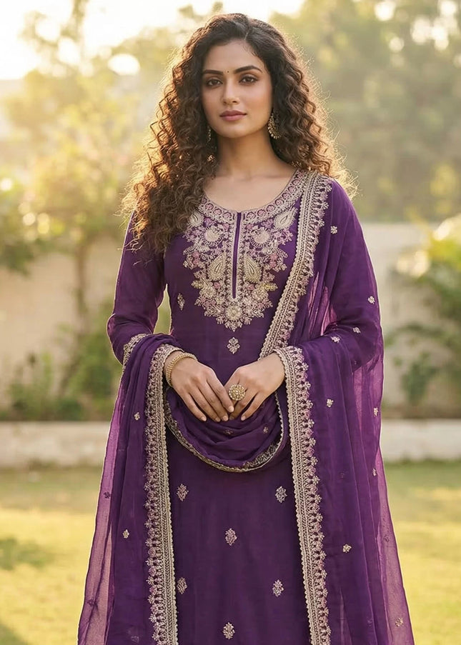 Silk Embroidered Pant Style Suit Series