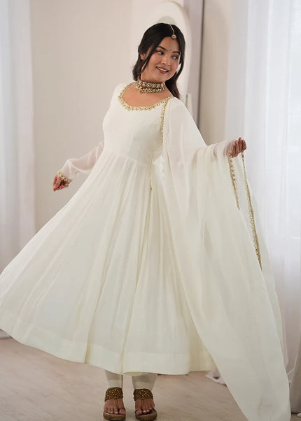 Offwhite Embroidered Anarkali