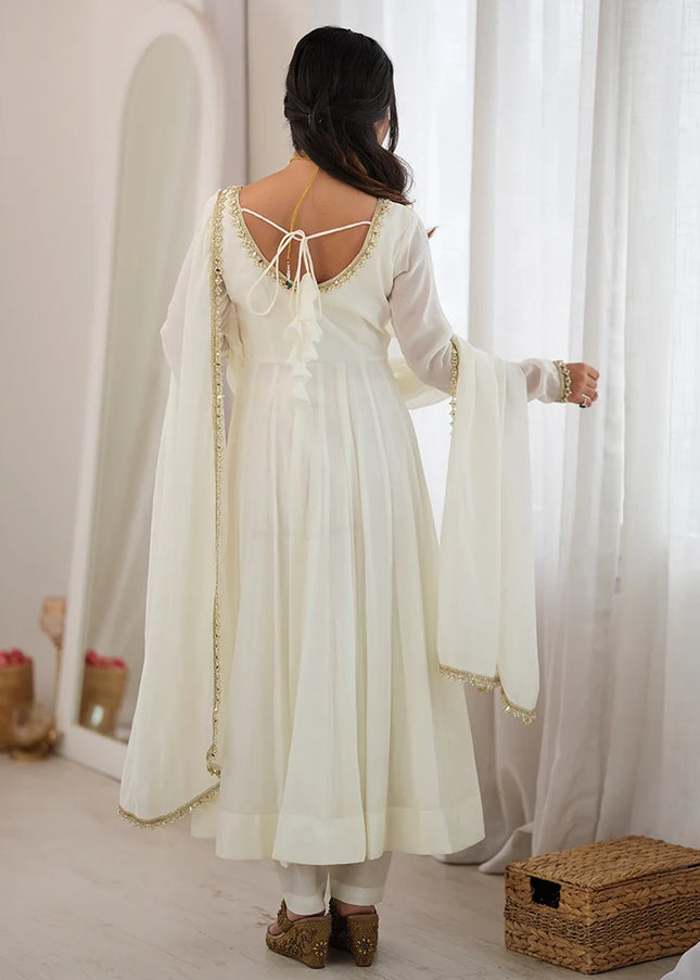 Offwhite Embroidered Anarkali