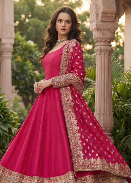 Pink Embroidered Anarkali Gown