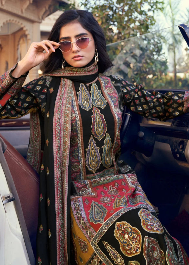 Black Printed and Embroidered Pant Suit