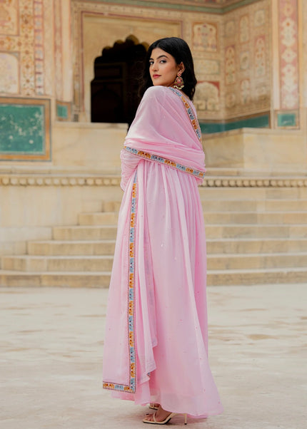 Pink Embroidered Anarkali Gown