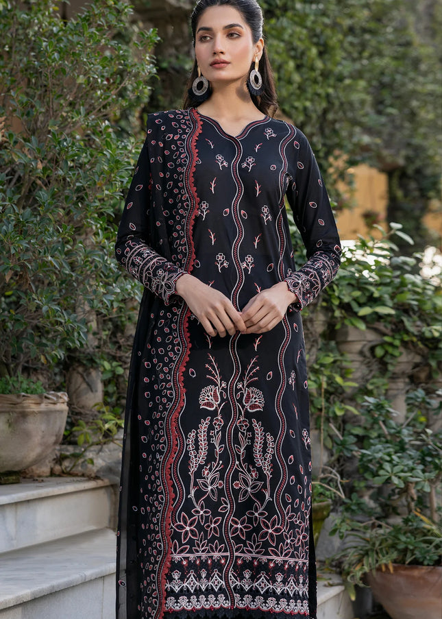 Farasha | Summer Weaves Embroidered Lawn'25 - Black Rose
