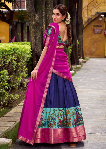 Navy Blue Embroidered Lehenga Choli