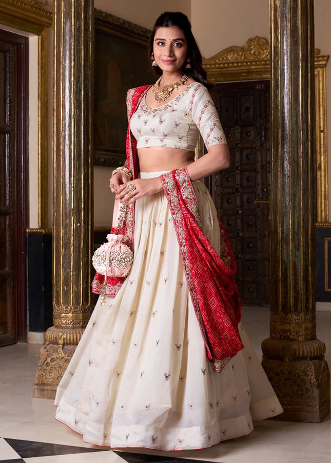 Offwhite Embroidered Lehenga Choli