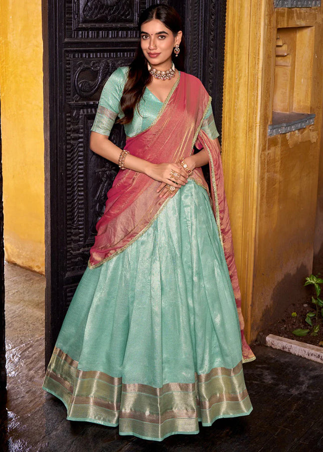 Sky Blue Embroidered Lehenga Choli