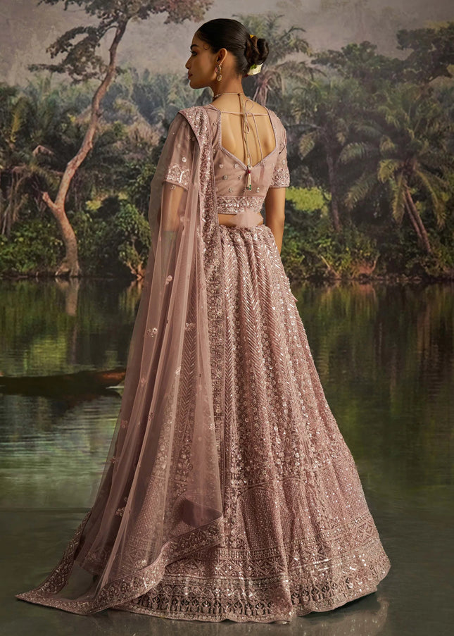 Mauve Embroidered Lehenga Choli