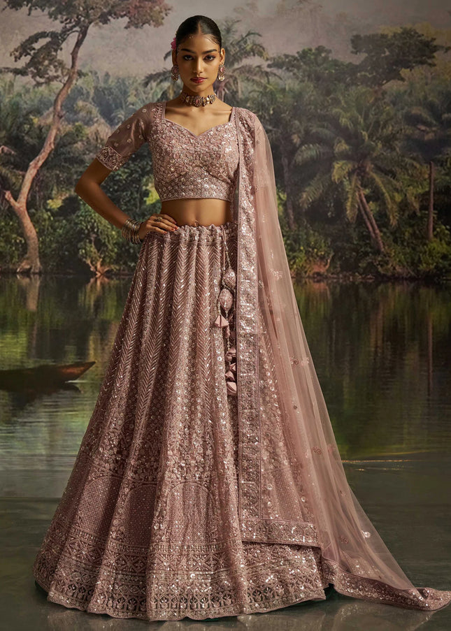 Mauve Embroidered Lehenga Choli