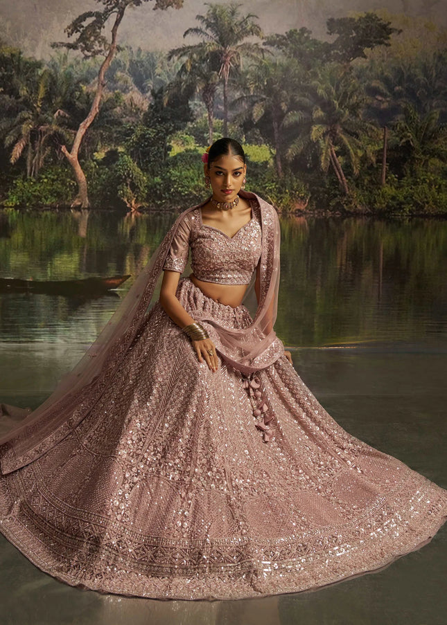 Mauve Embroidered Lehenga Choli