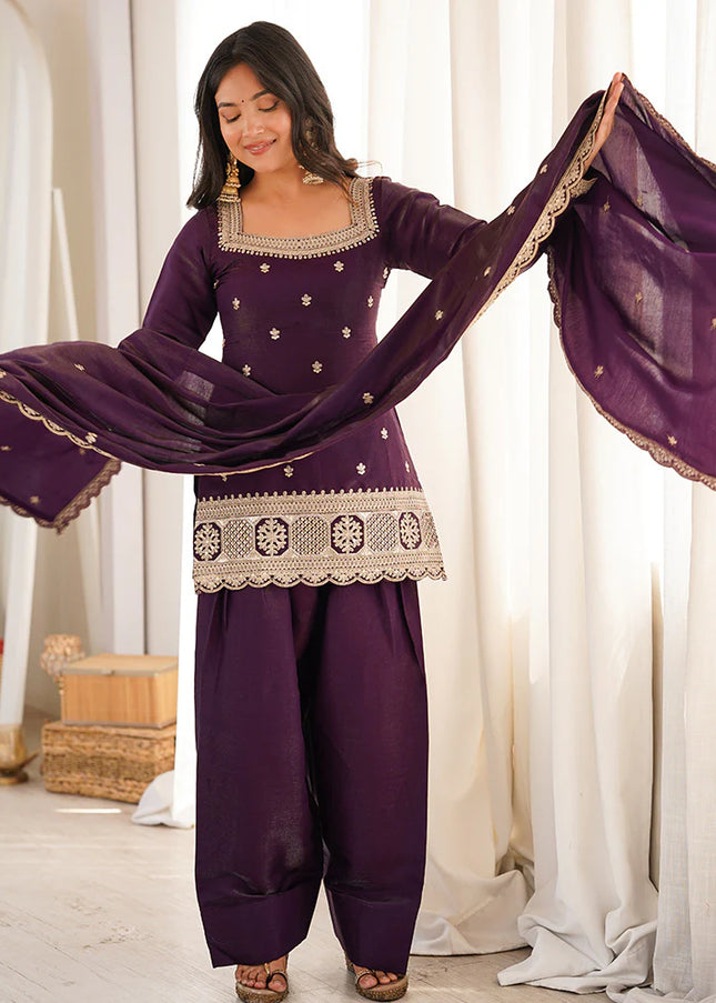 Purple Embroidered Salwar Suit