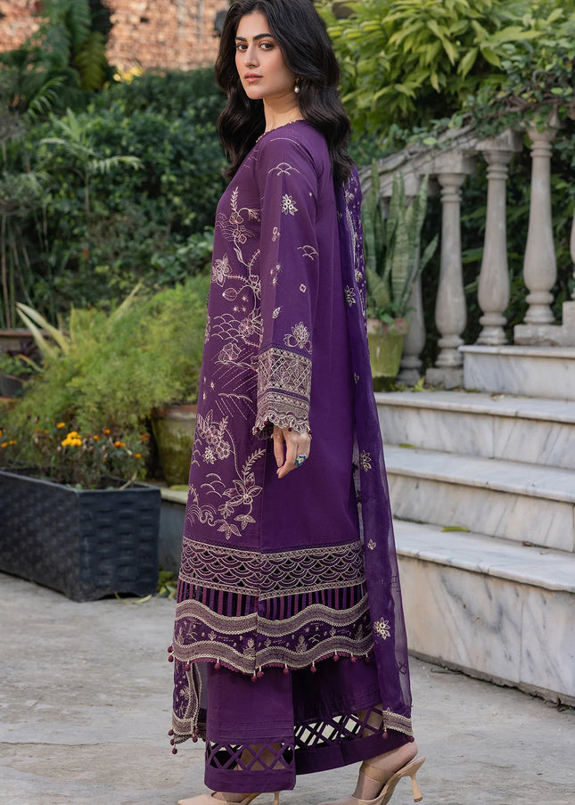 Farasha | Summer Weaves Embroidered Lawn'25 - Raven Plum
