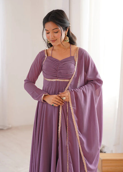 Mauve Embroidered Anarkali Gown