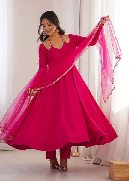 Pink Embroidered Anarkali