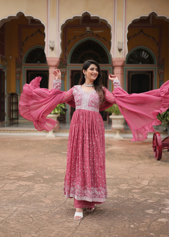 Georgette Embroidered Sharara Suit Series