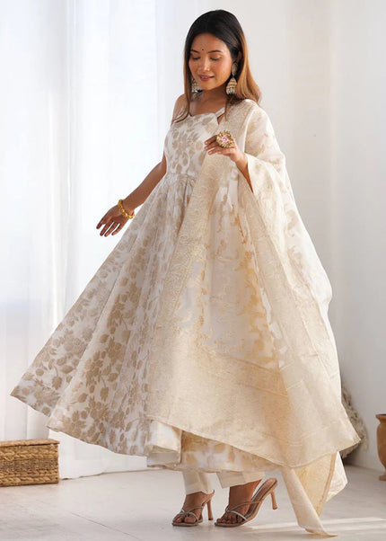 Offwhite Embroidered Anarkali