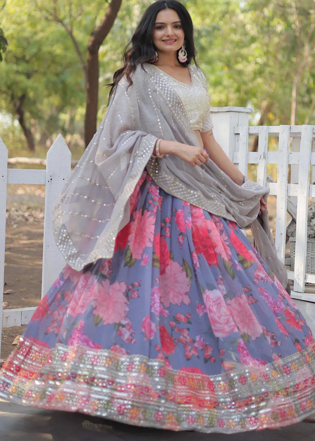 Cream Multicolor Embroidered Lehenga Choli