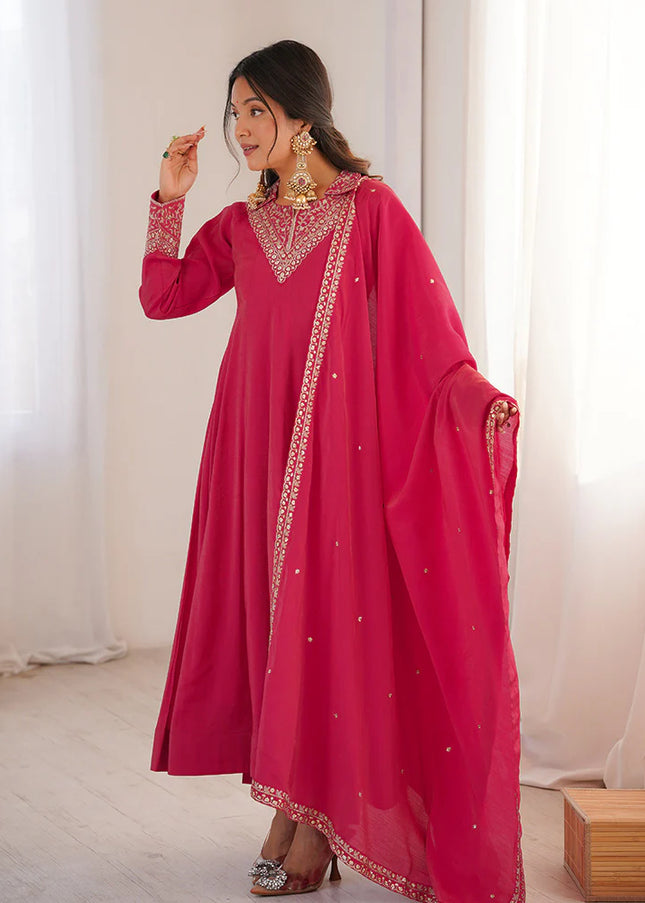 Pink Embroidered Anarkali