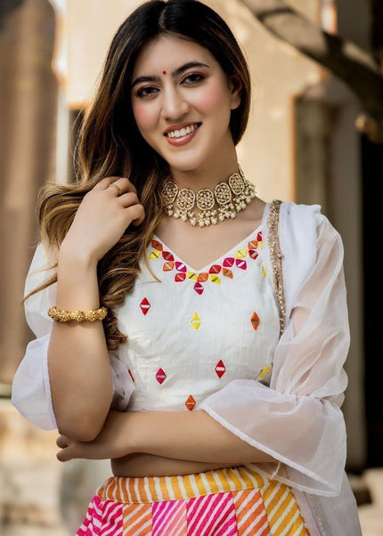 Multicolor Printed and Embroidered Lehenga Choli