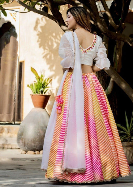 Multicolor Printed and Embroidered Lehenga Choli