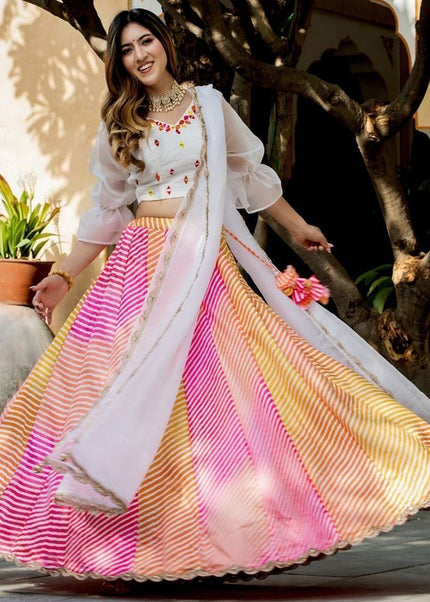 Multicolor Printed and Embroidered Lehenga Choli