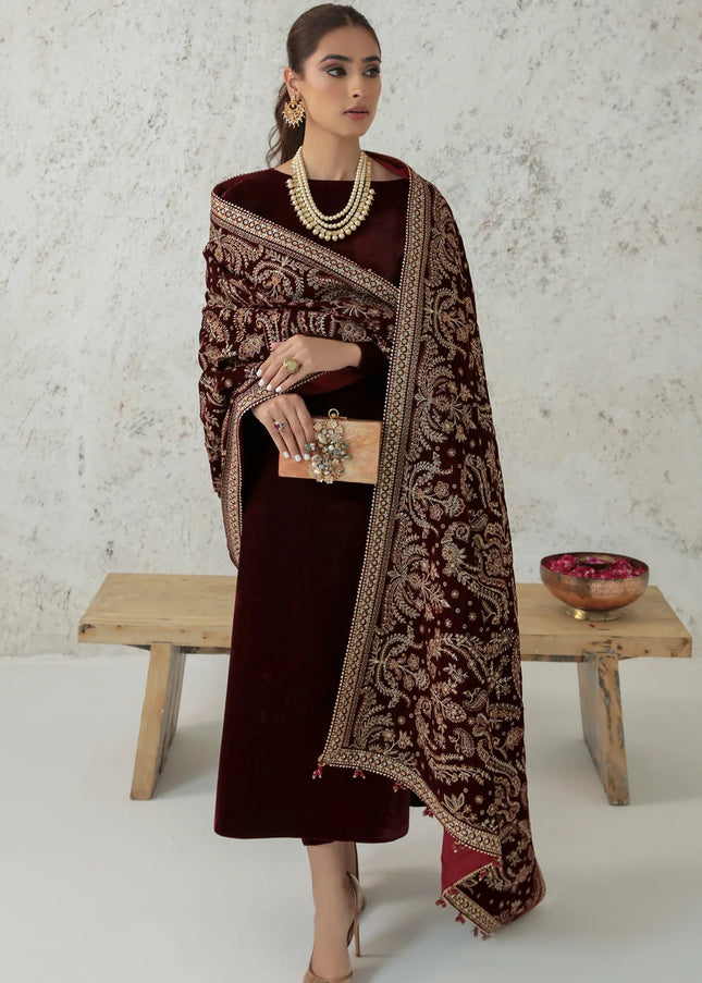 Baroque | Embroidered Velvet Shawl VS-32