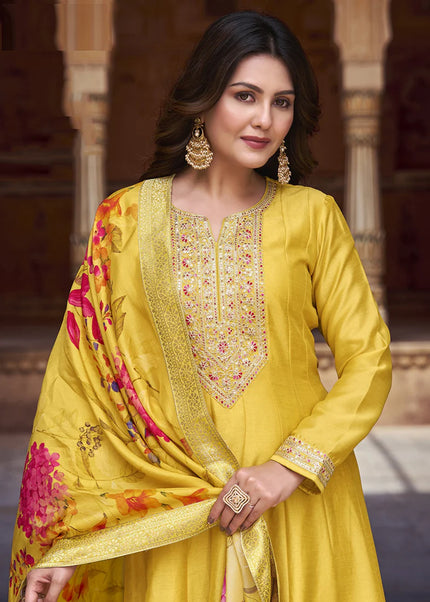 Yeellow Embroidered Anarkali Suit