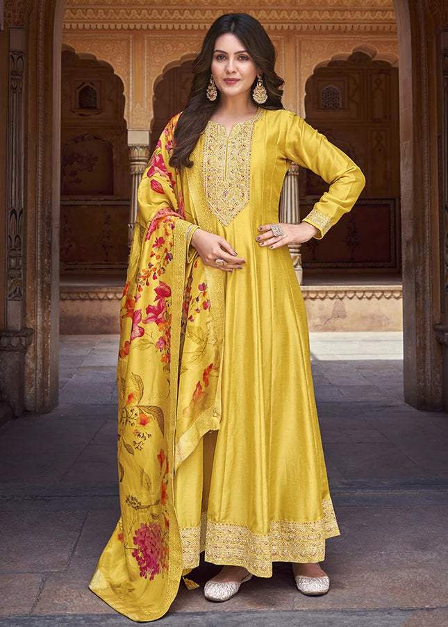 Yeellow Embroidered Anarkali Suit