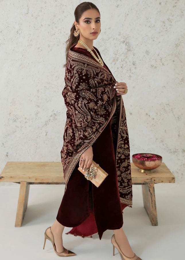 Baroque | Embroidered Velvet Shawl VS-32