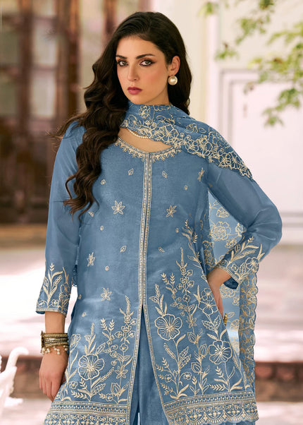 Silk Printed and Embroidered Palazzo Suit Series