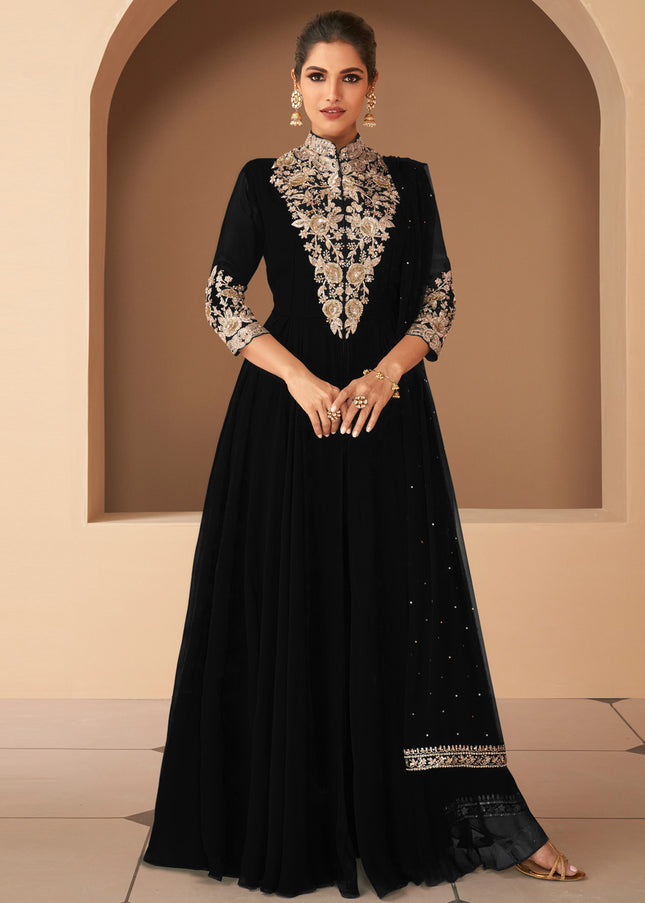 Black and Gold Embroidered Anarkali FALAKENOOR Black and Gold Embroidered Anarkali FALAKENOOR