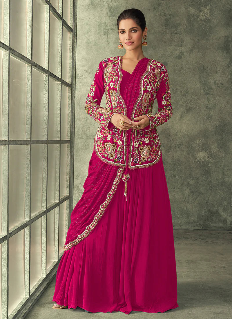 Riaanshi Cherry Blossom Digital Printed Anarkali Gown – Organza Mall